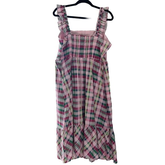 Torrid Mini Poplin Tiered Ruffle Strap Dress Plaid Pink Green NWT Plus 1X 14-16 - Picture 2 of 11